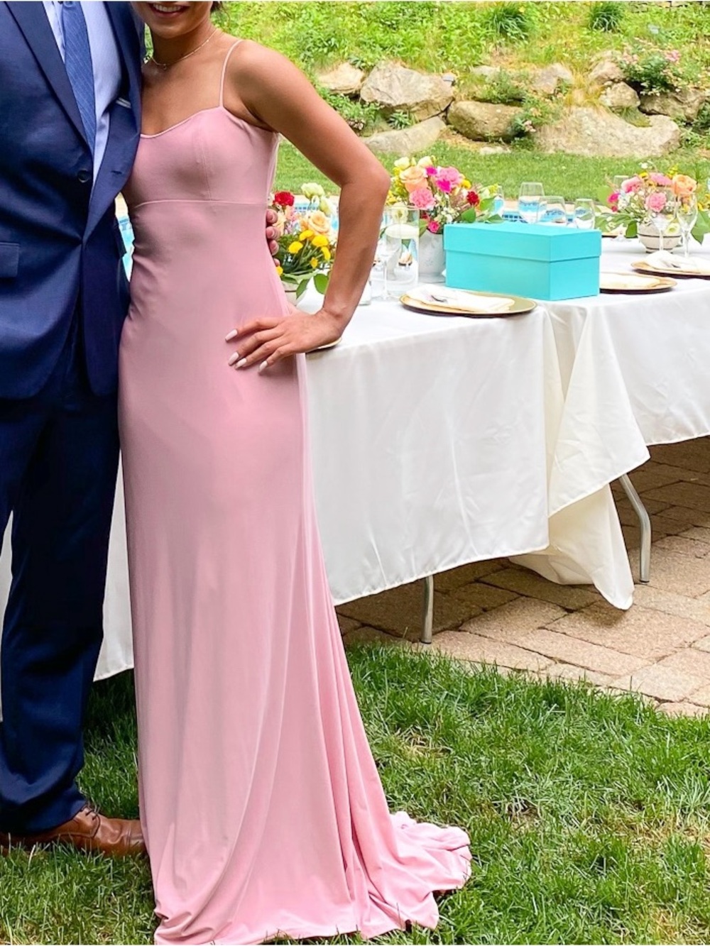 PromGirl Blush Pink Spaghetti Strap Evening Gown